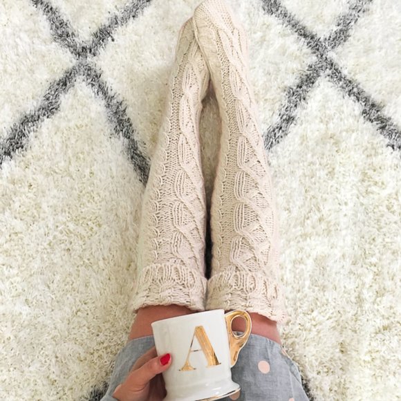 Knee high socks cable knit Cotton Acrylic blend - Picture 9 of 11